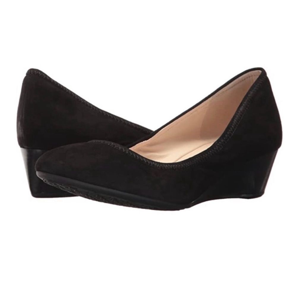 Cole Haan Sadie Wedge Pumps Black Suede Size 7 1/2